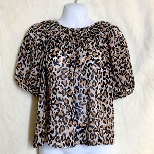 NWT Banana Republic Animal print Blouse Small Shirt Women S trendy peasant top